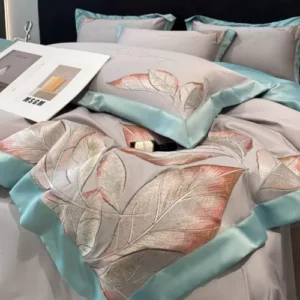4Pcs Embroidered Down Duvet Cover Pillowcase Bed Sheet Pure Cotton Bedding Set