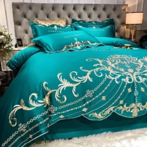 EuropeanBed Sheet 4PCS Set 100 Cotton High-End Atmospheric Ice Silk Quilt Cover