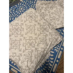 Boll an branch king Sz sheet set white gray geometric pattern Cotton Sateen $349
