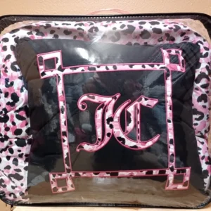 Juicy Couture 4 piece QUEEN Comforter Set Pink Black White Leopard Cheetah Print