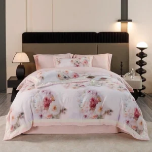 Bedding Set 4 Pcs Duvet Cover Flat Sheet 2 Pillowcases Warm Milk Velvet Print