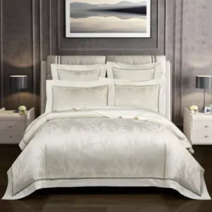 Bedding Set 4 Pcs Cotton Jacquard Flower Duvet Cover Flat Sheet 2 Pillowcases