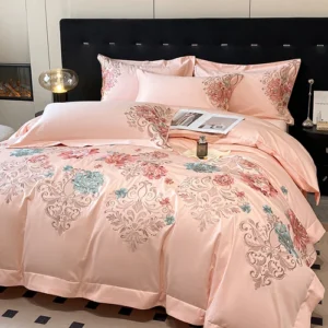 Bedding Set 4pcs Pure Cotton Embroidery Duvet Cover Bed Sheet 2 Pillowcases Set