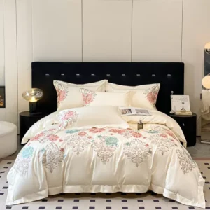 Bedding Set 4pcs Pure Cotton Embroidery Duvet Cover Bed Sheet 2 Pillowcases Set