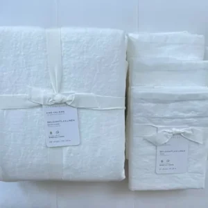 Pottery Barn BELGIAN FLAX LINEN Duvet Cover King/Cal King & 3 Euro Shams White