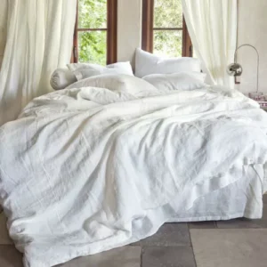 Bedding Set Luxury Pure Flax Quilt Cover Flat Sheet 2 Pillowcases Nordic Simple